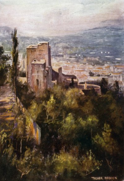Het Alhambra, De Vermiljoen Torens vanaf de Wallen door A. Trevor Haddon