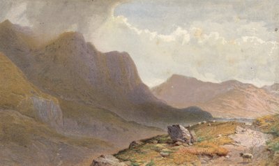 Scène tussen Capel Curig en Llyn Ogwen, aan het hoofd van Nant Ffrancon, Noord-Wales door Aaron Edwin Penley