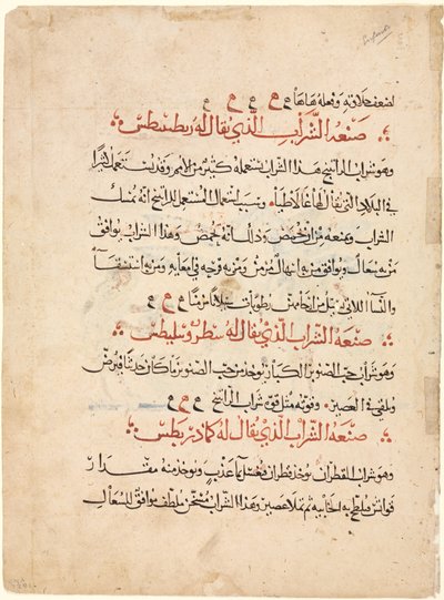 Tekstpagina uit een Materia Medica van Dioscorides door Abdallah ibn al Fadl (Iraq)