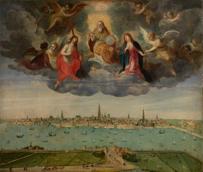 Antwerp and the Vlaams Hoofd in 1600 door Abel Grimmer or Grimer