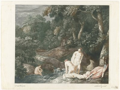 Diana en haar nimfen, badend in een rivier door Abraham Bloteling