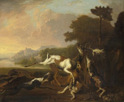De hertenjacht door Abraham Danielsz. Hondius