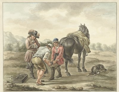 Hoefsmid in landschap door Abraham Delfos