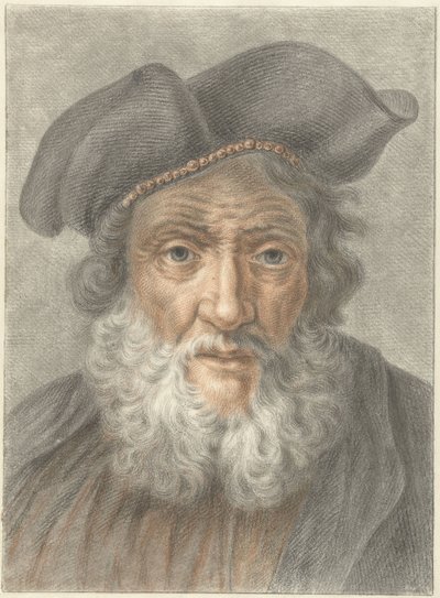 Oude man met muts door Abraham Delfos