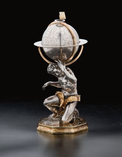 Twee uitzonderlijke aardse en hemelse globes, ondersteund door Hercules en Atlas, Augsburg, 1697-99 door Abraham Drentwett