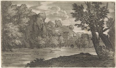 Landschap met rivier door Abraham Genoels