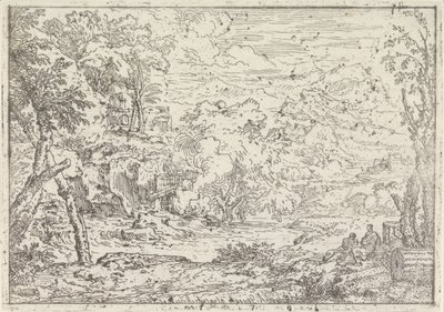 Landschap met ruïnes door Abraham Genoels