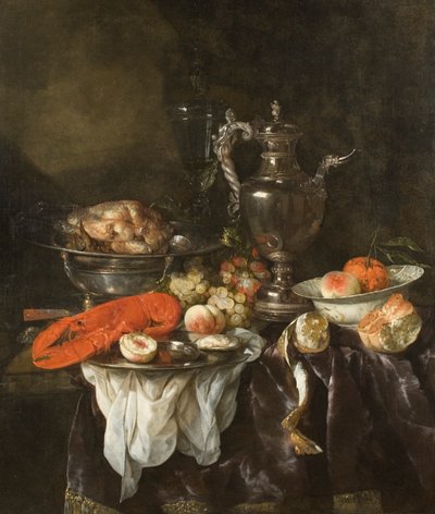 Stilleven met een Kreeft, Fruit, Zilver en Chinees Aardewerk, ca. 1660 door Abraham Hendricksz van Beyeren
