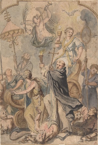 Een allegorie van de triomf over ketterij, met Sint Dominicus op de voorgrond door Abraham Jansz van Diepenbeeck
