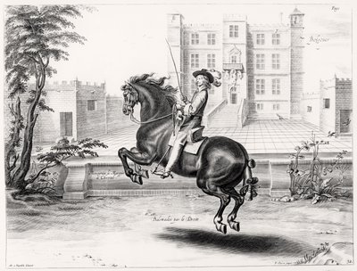 Illustratie uit een Rijhandboek, gegraveerd door Peeter Clouwet (1629-70), 1658 door Abraham Jansz. van after Diepenbeeck