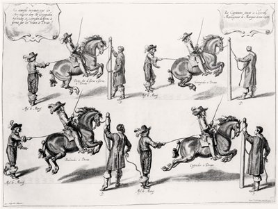 Illustratie uit een Rijhandboek, gegraveerd door Peeter Clouwet (1629-70), 1658 door Abraham Jansz. van after Diepenbeeck