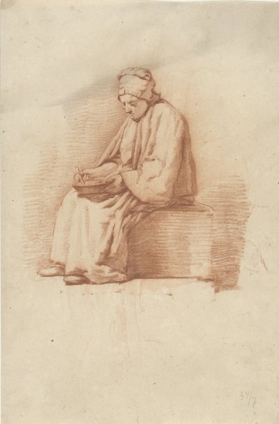 Zittende vrouw door Abraham Johannes Ruytenschildt