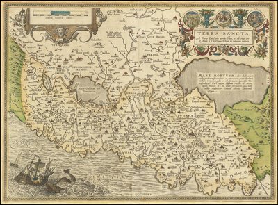 1584 kaart - Terra Sancta, a Petro Laicstain perlustrata, et ab eius ore et schedis a Christiano Schrot in tabulam redacta door Abraham Ortelius
