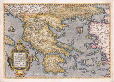 1584 kaart van Griekenland en de Egeïsche Zee door Abraham Ortelius door Abraham Ortelius