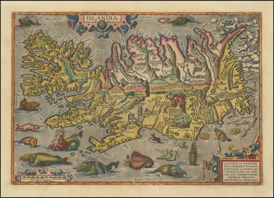 1591 kaart van IJsland door Abraham Ortelius door Abraham Ortelius