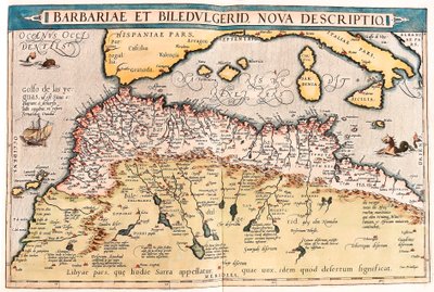 Barbariae en Biledulgerid, Nova Descriptio. Geografische kaart van Noord-Afrika uit 