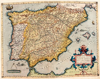 Beschrijving van Spanje. Geografische kaart uit 
