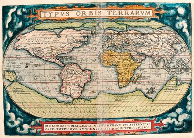 Aardkaart (Wereldkaart) Geografische kaart uit 