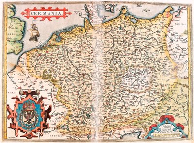 Germania Geografische kaart van het gebied van Germania (Heilige Roomse Rijk) uit 