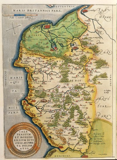 Kaart van het gebied van Calais, uit Theatrum Orbis Terrarum door Abraham Ortelius door Abraham Ortelius