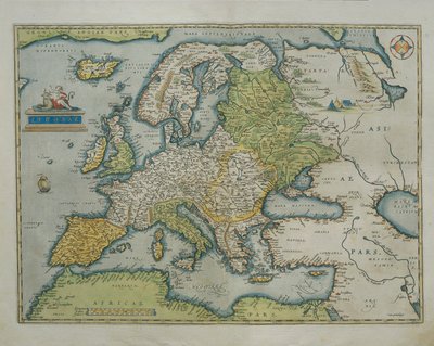 Kaart van Europa, uit Theatrum Orbis Terrarum door Abraham Ortelius