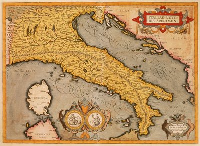 Kaart van Italië door Abraham Ortelius