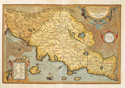 Kaart van Tuscia uit Theatrum Orbis Terrarum door Abraham Ortelius