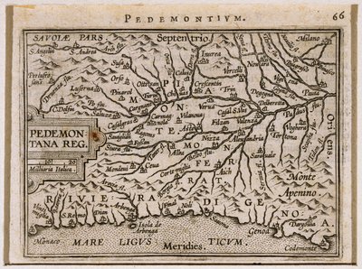 Piëmont en West-Ligurië, uit Theatrum Orbis Terrarum door Abraham Ortelius