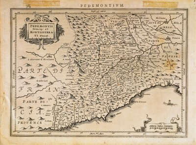 Vorstendom Piemonte, Hertogdom Monferrato, West-Ligurië en deel van Oost-Ligurië door Abraham Ortelius