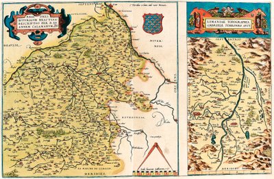 Regionis Biturigum accurss descriptio per D. Ioannem Calamaeum Geografische kaart van het gebied van Bourges en de regio van het centrum in Gallië (Frankrijk) uit 