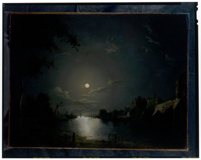 Rivierlandschap in het maanlicht door Abraham Pether