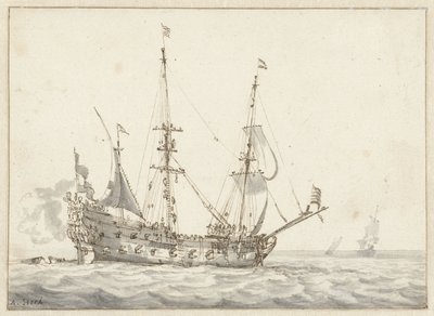 Hollands oorlogsschip door Abraham Storck