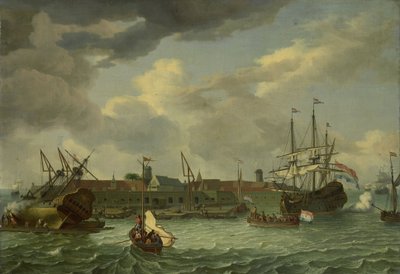 Het eiland Onrust bij Batavia door Abraham Storck