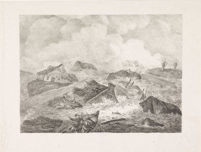 Doorbraak van de Kamperdijk, 1825 door Abraham Vinkeles