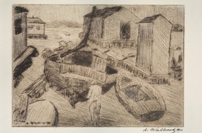 Straatscène, gebouw of portret, 1900 door Abraham Walkowitz