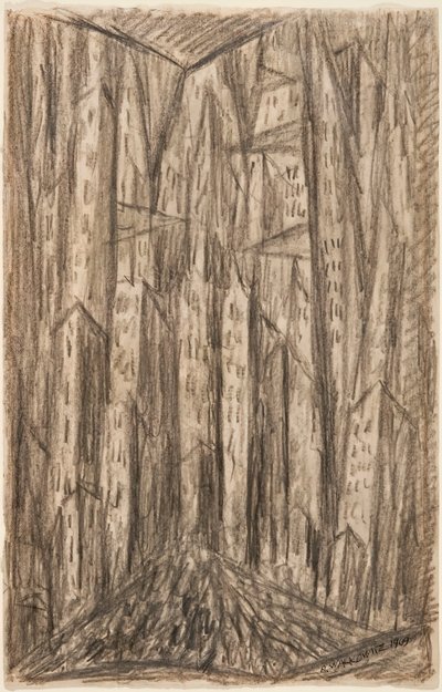 De stad, 1909 door Abraham Walkowitz