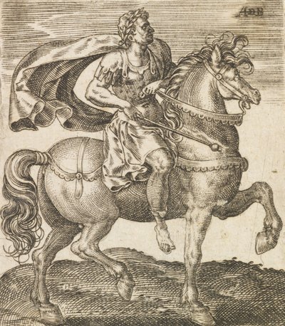 Vitellius van Twaalf Caesars te Paard, ca. 1565-1587 door Abraham de Bruyn