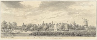Gezicht op Gouda, van over de IJssel door Abraham de Haen (II)