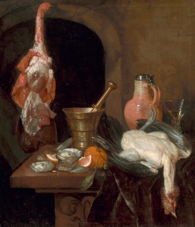 Voorbereidingen voor een maaltijd door Abraham van Beijeren