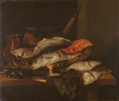 Stilleven met vis door Abraham van Beyeren