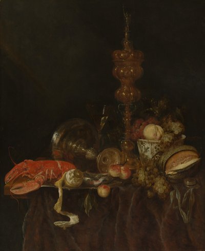 Stilleven met kreeft en fruit, waarschijnlijk begin 1650s door Abraham van Beyeren
