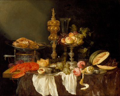 Stilleven met een Kreeft en Kalkoen, ca. 1653 door Abraham van Beyeren