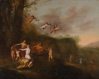 Bacchus en Nimfen in een Landschap door Abraham van Cuylenborch