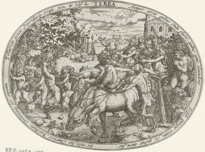 Triomftocht van Bacchus en Silenus: het element aarde door Abraham van den Hecken