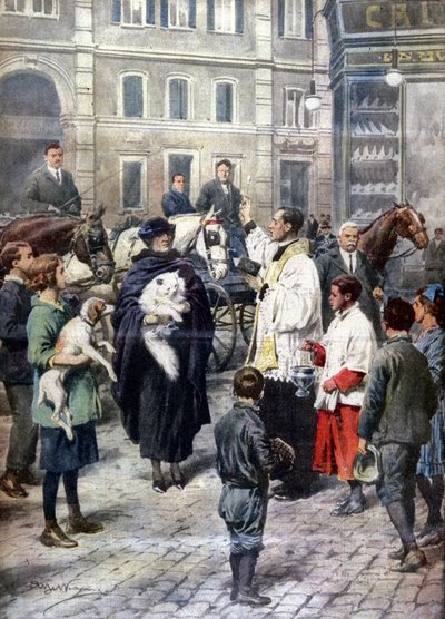 Een curieuze en oude Romeinse traditie: de zegening van de dieren die voor de Kerk van San Antonio all
