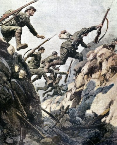 Slag bij Ortigara (juni 1917). Plaat door A. Beltrame door Achille Beltrame