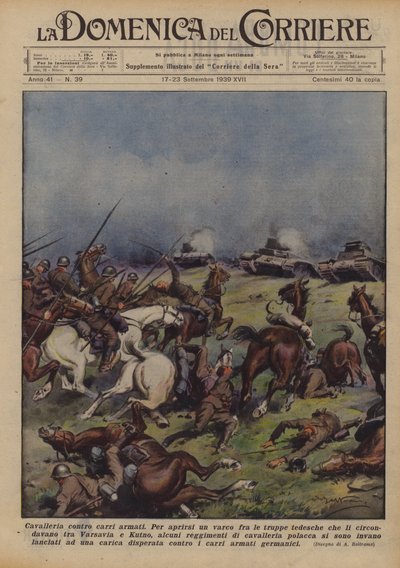 Cavalerie tegen tanks door Achille Beltrame