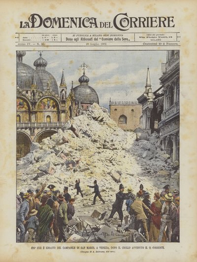 Wat Er Overbleef Van De Klokkentoren Van San Marco In Venetië Na De Instorting Op 14 Huidige door Achille Beltrame