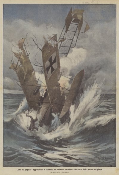 Hoe de aanval op Rimini werd afgestraft, een Oostenrijks vliegtuig neergeschoten door onze artillerie door Achille Beltrame