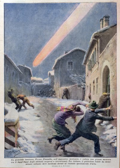 Val van een meteoriet in de Apennijnen, Italië door Achille Beltrame